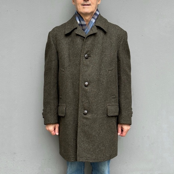 100% AUSTRIAN WOOL BROWN MEN’S COAT - Picture 1 of 6